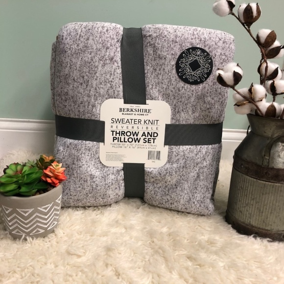 Berkshire | Throw & Pillow Sweater Knit Set | Grey (PM_B14) - Picture 2 of 4